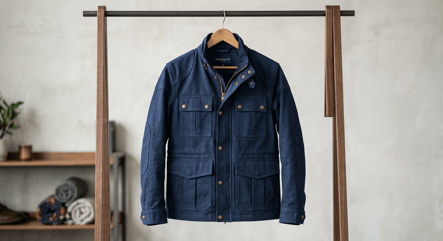 Denim jacket on a hanger