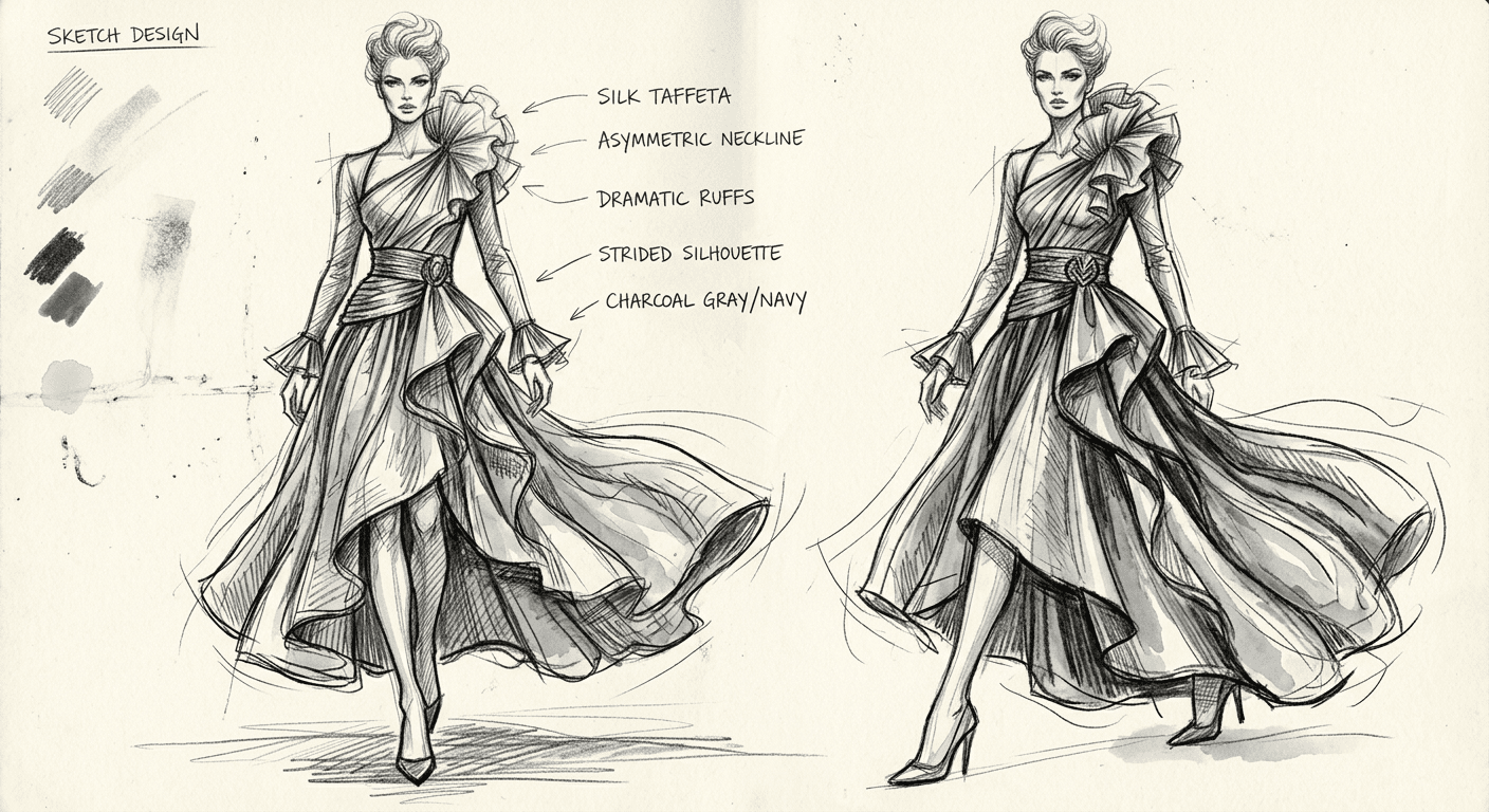Hand-drawn fashion sketch — input