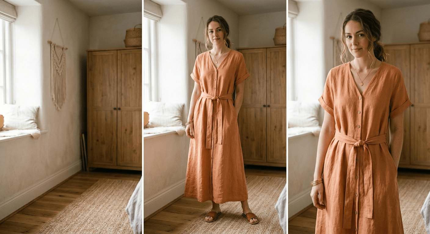 The same dress worn by an AI model, after